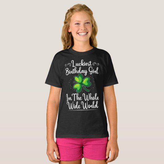 St Patricks Day Lucky Shamrock Clover Happy Birthd T-shirt (Voorkant volledig)
