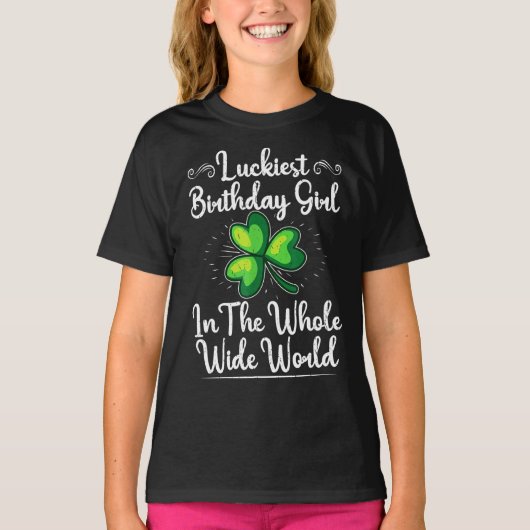 St Patricks Day Lucky Shamrock Clover Happy Birthd T-shirt (Voorkant)