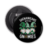 St Patricks Day Lucky Shamrock Leopard Gnomes Button Flesopener (Voorkant)