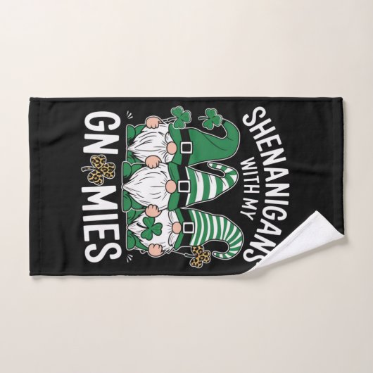 St Patricks Day Lucky Shamrock Leopard Gnomes Handdoek (Handdoek)