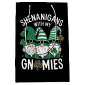 St Patricks Day Lucky Shamrock Leopard Gnomes Medium Cadeauzakje (Voorkant)