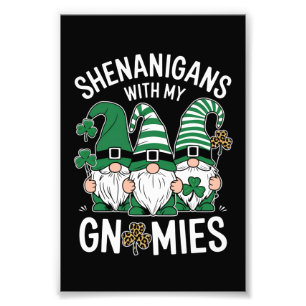 St Patricks Day Lucky Shamrock Luipaard Kabouters  Foto Afdruk