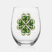 St. Patrick's Day Lucky Shamrocks Wijnglas Zonder Voet (Voorkant)