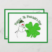 St Patrick's Day Lucky Snowman Briefkaart (Voorkant / Achterkant)