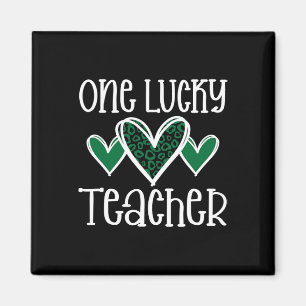 St. Patricks Day Lucky Teacher Leopard Print Hart Magneet