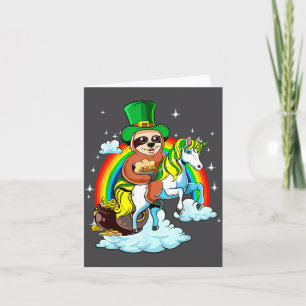 St Patricks Day Luiaard Op Een Eenhoorn Iri-shirt  Kaart