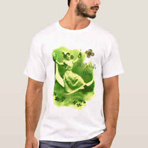 ST PATRICK'S DAY MAAN VROUW MET KLAVERTJES INITIAL T-SHIRT