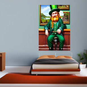 St. Patrick's Day man in groene kleding AI Art. Poster