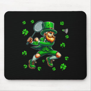 St. Patricks Day Man spelen Badminton Player Team Muismat