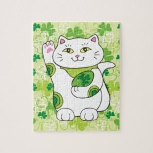 St. Patrick's Day Maneki Neko (Lucky Cat) Legpuzzel