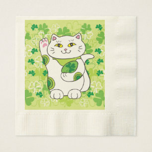 St. Patrick's Day Maneki Neko (Lucky Cat) Servet