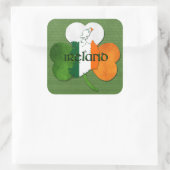 St. Patrick's Day Map of Ireland/Clover Vierkante Sticker (Tas)