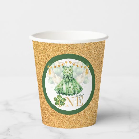 St Patrick's Day Meisje Eerste Verjaardag Lucky On Papieren Bekers (Voorkant)