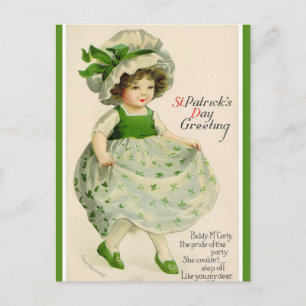 St Patrick's Day meisje in een motorkap Briefkaart