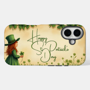 St. Patrick's Day-meisje met klavertjes iPhone 16 Hoesje