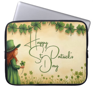 St. Patrick's Day-meisje met klavertjes Laptop Sleeve