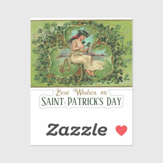 St. Patrick's Day  Meisje met Shamrocks Sticker (Vel)