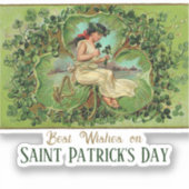 St. Patrick's Day  Meisje met Shamrocks Sticker (Voorkant)