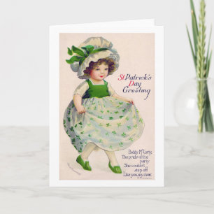 St. Patrick's Day-meisje, vintage Kaart