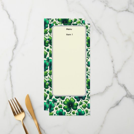 St. Patrick's Day-menu Menu (Voorkant / Achterkant in situ)