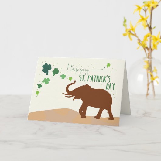 St. Patricks Day met Joyful Elephant en Shamrock Kaart (Gele Bloem)