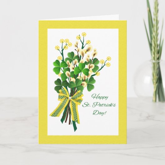 St. Patrick's Day met Shamrock en Spring Bouquet Kaart (Voorkant)