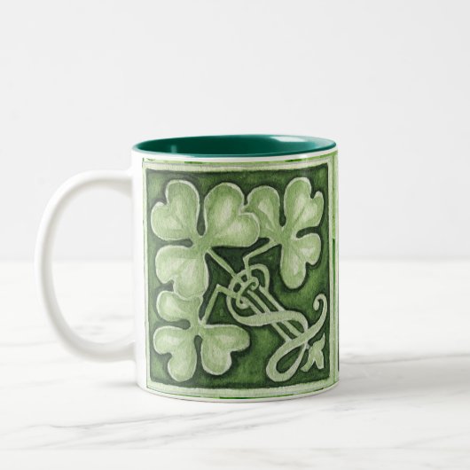 St. Patrick's Day met Shamrock Green waterverf T Tweekleurige Koffiemok (Links)