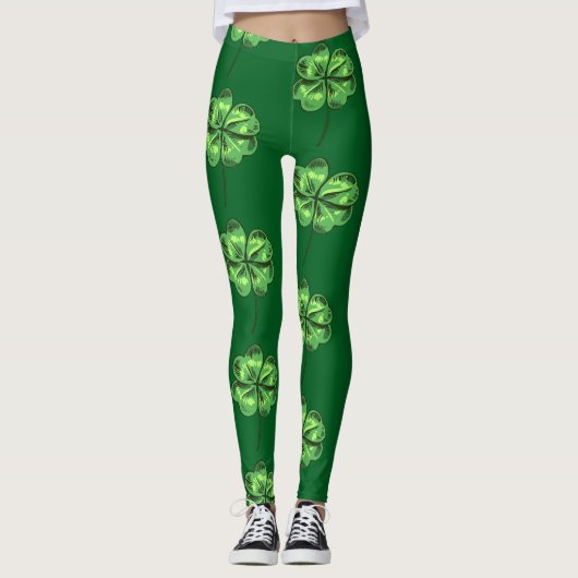 St. Patrick's Day met shamrocks op groen Leggings (Voorkant)