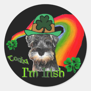 St. Patricks Day Mini Schnauzer Ronde Sticker