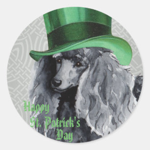 St. Patrick's Day Miniature Poodle Ronde Sticker