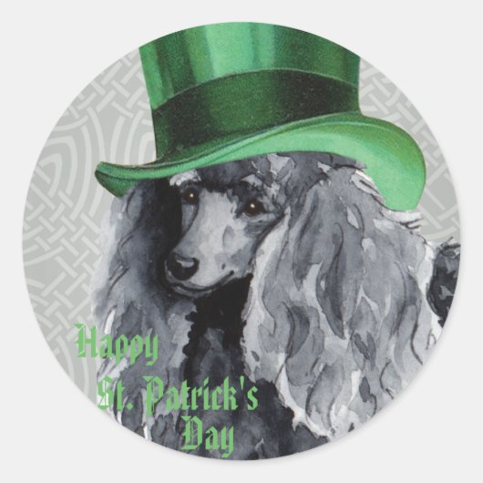 St. Patrick's Day Miniature Poodle Ronde Sticker (Voorkant)