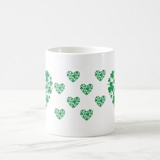 St. Patrick's Day Mok - Lucky Shamrock Heart Coffe (Center)