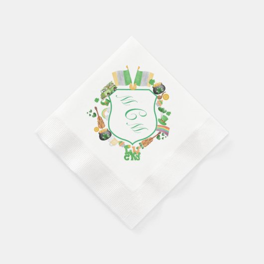 St. Patrick's Day Monogram Crest papieren servet (Hoek)