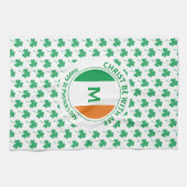 St Patricks Day Monogram Name Shamrock Theedoek (Horizontaal)