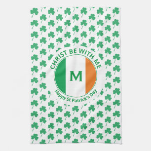 St Patricks Day Monogram Name Shamrock Theedoek