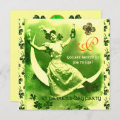 ST.PATRICK'S DAY MOON LADY MET SHAMROCKS MONOGRAM KAART (Voorkant / Achterkant)