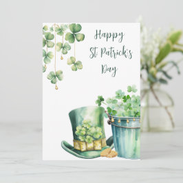 St. Patrick's Day-muts en klaverblad Feestdagenkaart