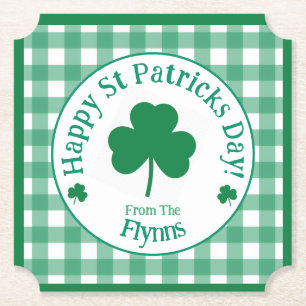 St. Patrick's Day NAAM Ierse Klaver Groen Vinkje Kartonnen Onderzetters