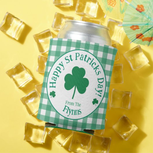 St Patricks Day NAME Irish Clover Green Check Blikjeskoeler (Insitu Zomer)