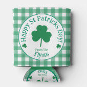 St Patricks Day NAME Irish Clover Green Check Blikjeskoeler (Achterkant)
