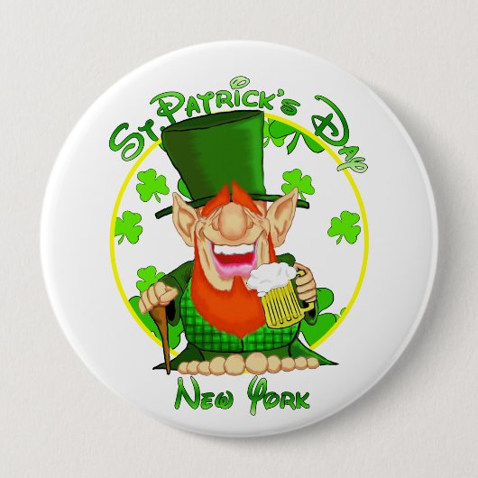 St Patrick's Day New York Ronde Button 4,0 Cm (Voorkant)