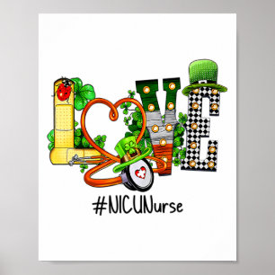 St Patricks Day Nicu Verpleegster Shamrock Ierse L Poster