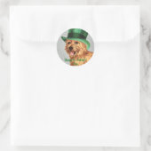 St. Patrick's Day Norwich Terrier Ronde Sticker (Tas)