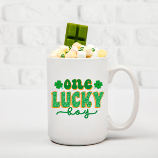 St. Patrick's Day One Lucky Boy Green Clover Koffiemok