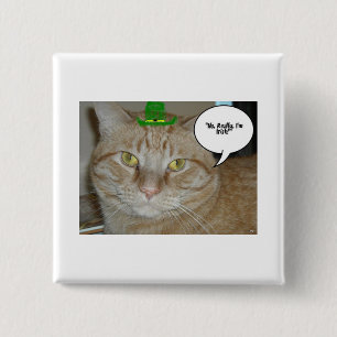 St. Patrick's Day Oranje Tabby Cat Vierkante Button 5,1 Cm