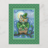 ST. PATRICK'S DAY OWL, 4 LEAF CLOVER LEPRECHAUN BRIEFKAART (Voorkant)