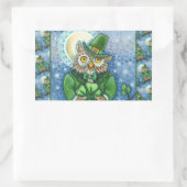 ST. PATRICK'S DAY OWL, 4 LEAF CLOVER LEPRECHAUN RECHTHOEKIGE STICKER (Tas)