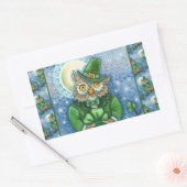 ST. PATRICK'S DAY OWL, 4 LEAF CLOVER LEPRECHAUN RECHTHOEKIGE STICKER (Envelop)