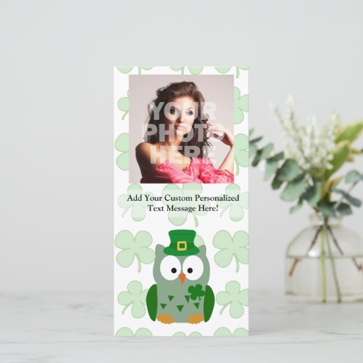 St. Patrick's Day Owl Feestdagenkaart (Staand voorkant)