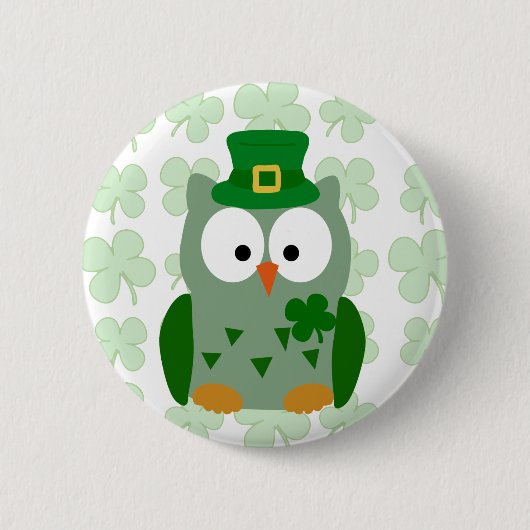 St. Patrick's Day Owl Ronde Button 5,7 Cm (Voorkant)